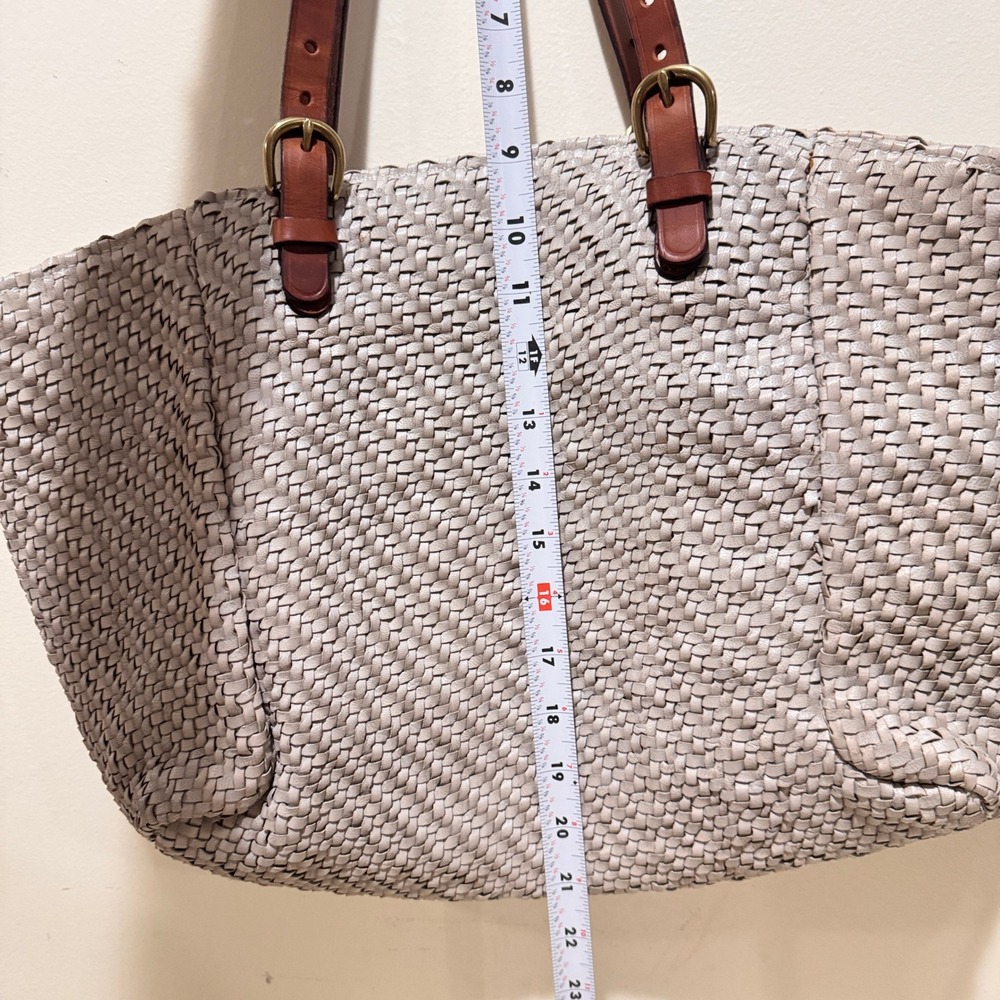Dragon Women's Gray Woven Leather Large Shoulder Tote Bag Handmade Madras - Picture 14 of 16